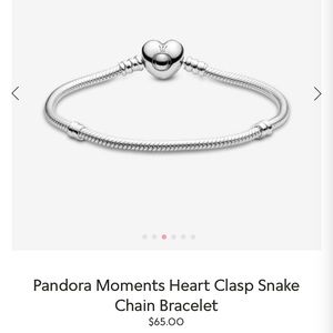 Pandora Moments Heart Clasp Snake Chain Bracelet